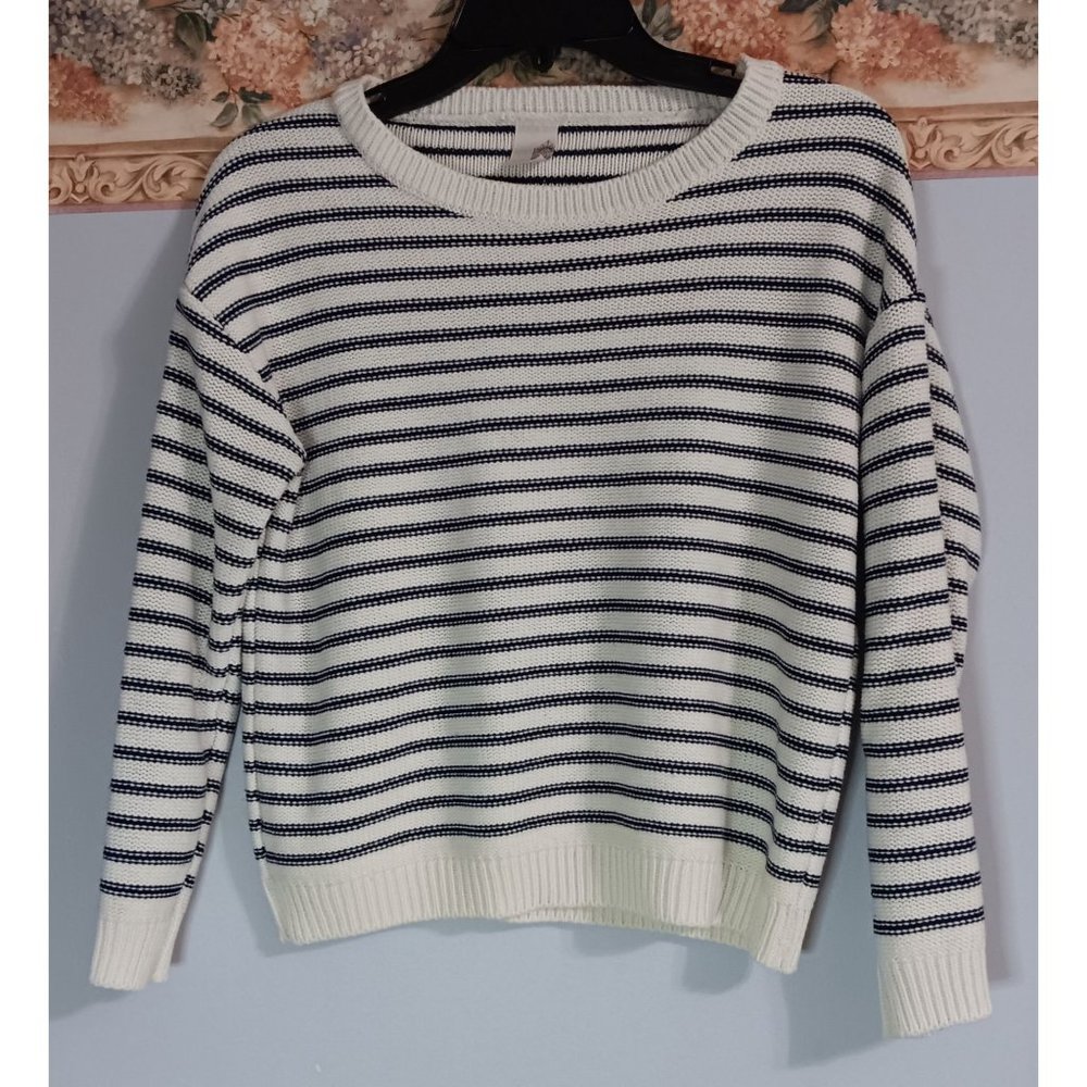 Francesca's Collection Small Strip Knit Vintage Casual Nautical Boho Sweater